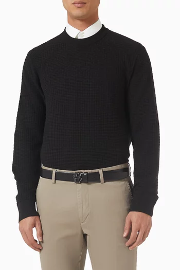 حزام بمشبك وشعار حرفي BB جلد إيطالي