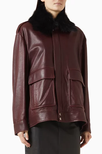 Drey Shearling Collar Jacket in Leather