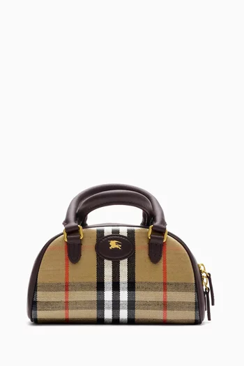 Mini Highlands Bowling Bag​ in Check Canvas & Leather