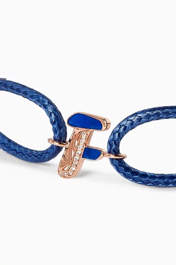 Retro Diamond Bracelet in 18K Rose Gold with Royal Blue Enamel & Thread Letter-F:Navy:No Size|218806805