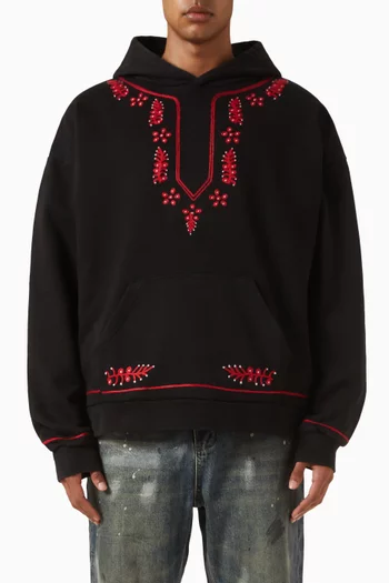 Indus Embroidered Hoodie in Cotton
