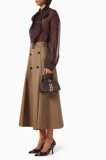 Mini Highlands Bowling Bag​ in Check Canvas & Leather