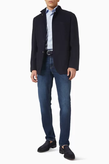 Solid Paisley Effect Shirt in Signature Twill