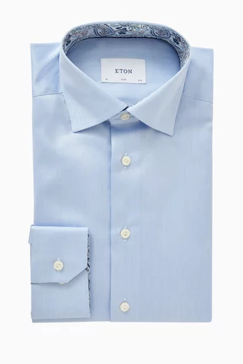 Solid Paisley Effect Shirt in Signature Twill