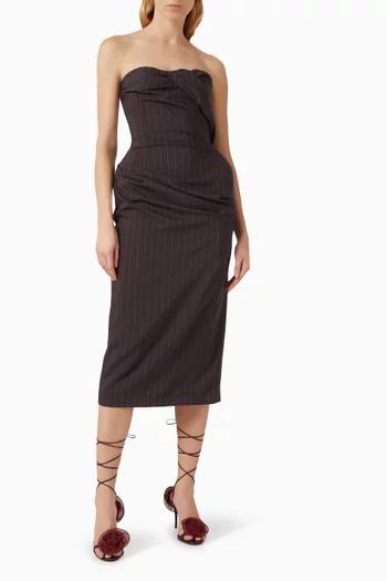 Pinstriped Midi Dress