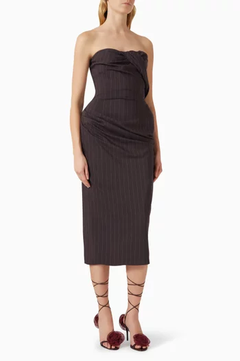Pinstriped Midi Dress