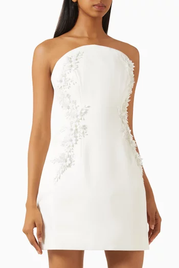 فستان زانثي مزين بتطريزات ستان