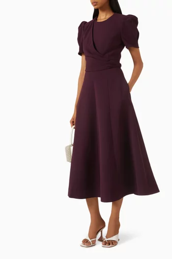 Syrah Draped Dress in Crepe