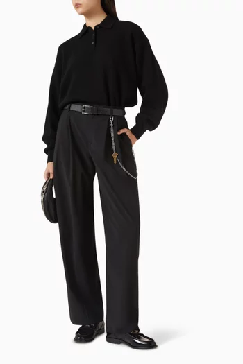 Logo Polo in Wool Blend