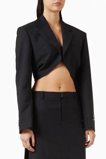 جاكيت قصير بدرابيه صوف وموهير