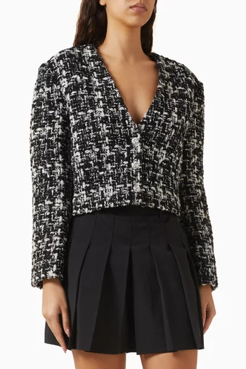 V-neck Jacket in Tweed
