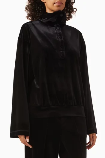 Button-collar Top in Velvet