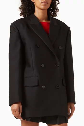 Double-breasted Blazer in Wool-silk