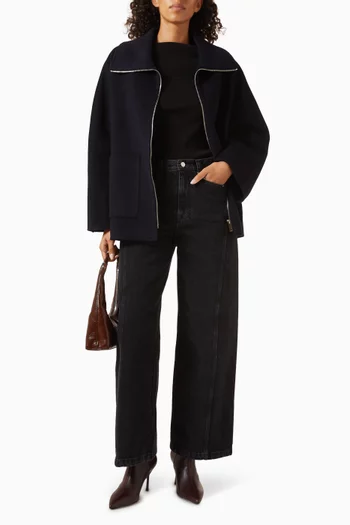 Zip-up Coat in Wool