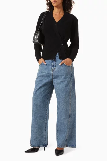 Padded-shoulder Cardigan in Cashmere