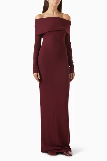 Off-Shoulder Maxi Dress in Butter Rib Fabric