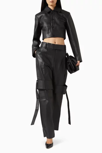 Ania Wide Shoulder Jacket in Faux Leather