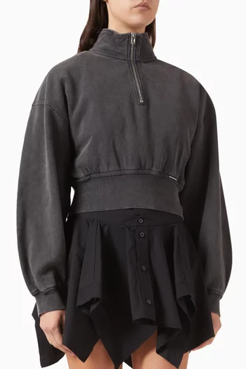 Crop Half-zip Sweatshirt in Cotton