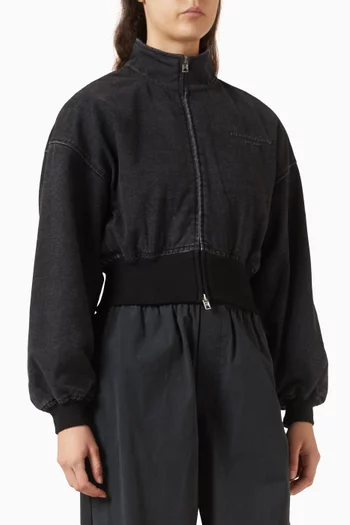 Crop Funnel Jacket in Cotton Blend