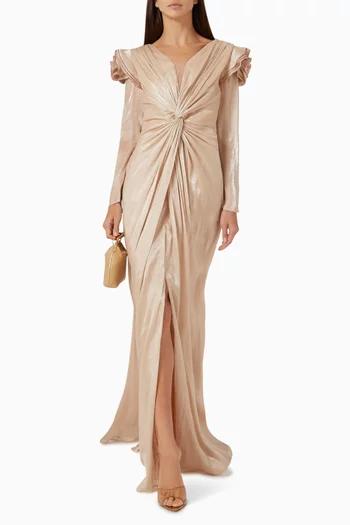 فستان سهرة بعقد مطرزة