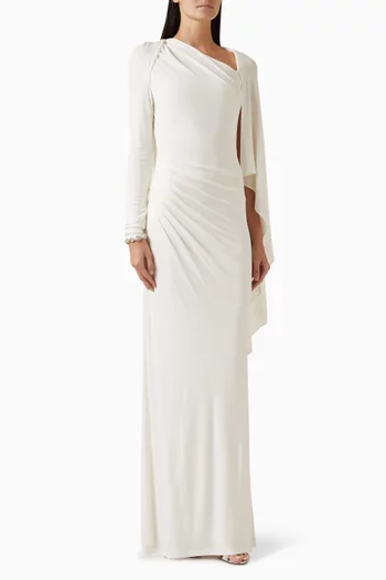 Rhinestone-embellished Draped Maxi Dress