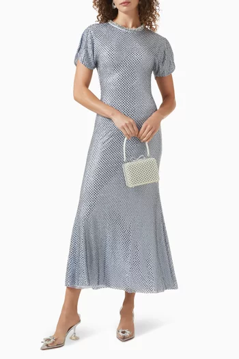 Rhinestone-embellished Midi Dress in Mesh