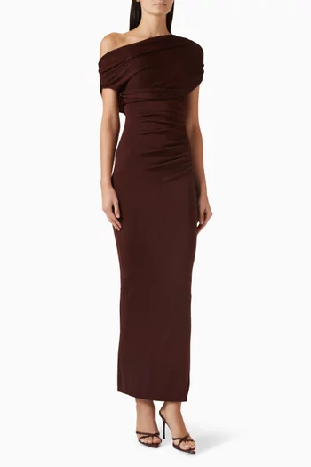 Draped Midi Dress in Knit