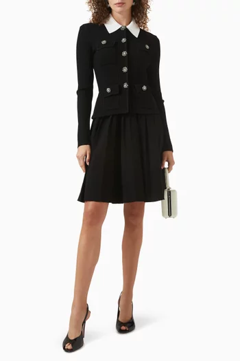 Lace Collar Tailored Mini Dress in Knit