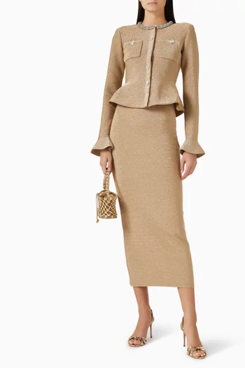 Crystal-trim Midi Dress in Knit