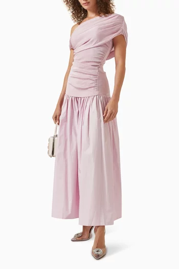 Draped Midi Dress in Cotton-knit