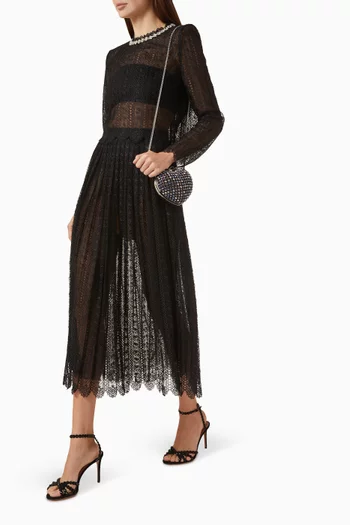 Lace Midi Skirt in Organza