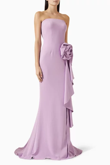 فستان سهرة بتطريزات زهور بارزة سكوبا