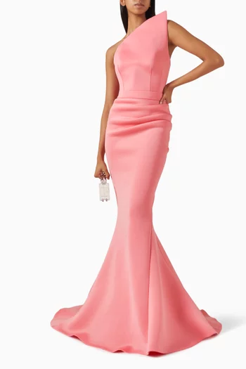 One-shoulder Gown in Scuba