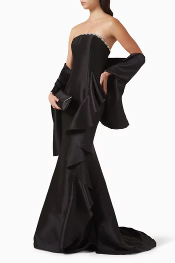 Crystal-embellished Gown in Mikado