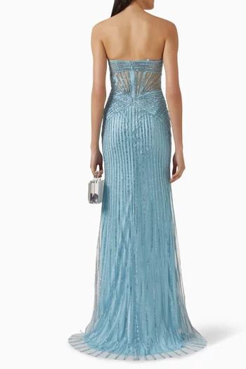 Bead-embellished Strapless Gown