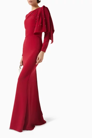 Bead-embellished Cape Gown