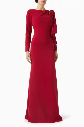 Bead-embellished Cape Gown