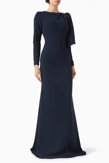 Bead-embellished Cape Gown