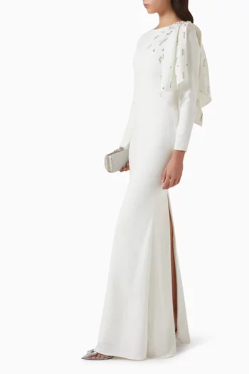 Bead-embellished Cape Gown