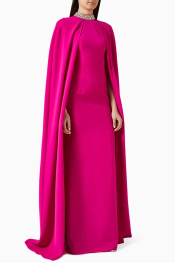 Embellished Cape Gown