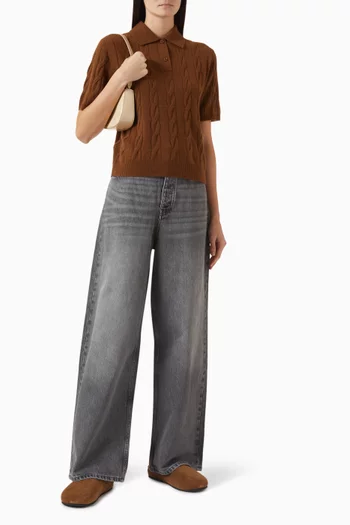 بلوزة بريبي بياقة بولو كشمير