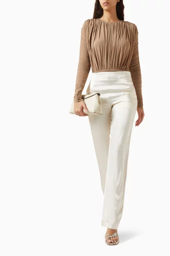 Zyana Draped Bodysuit in Viscose Blend