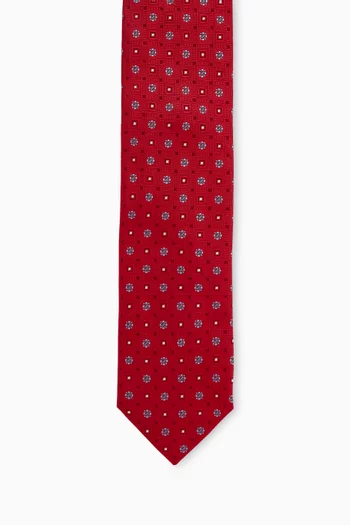 ربطة عنق بنقشة هندسية نسيج حرير