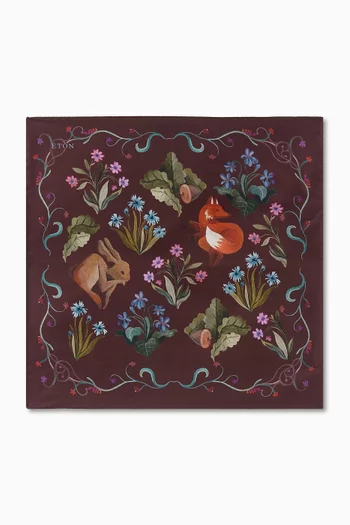 Motif-print Pocket Square in Silk