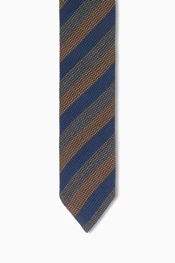 Striped Grenadine Tie in Wool-silk
