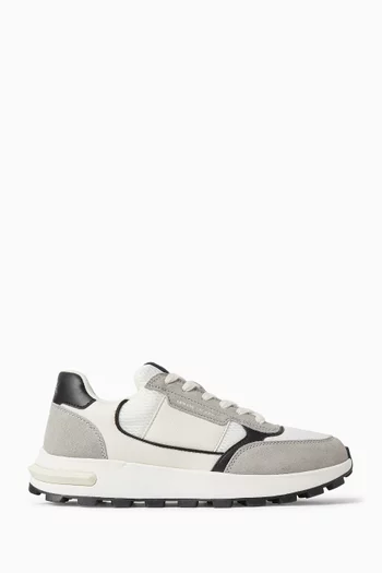 Dusselforf Logo Sneakers in Faux Leather & Mesh