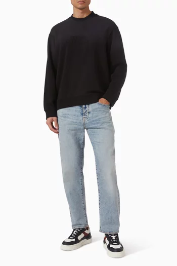 AX Logo Embroidery Sweater In French-terry Cotton