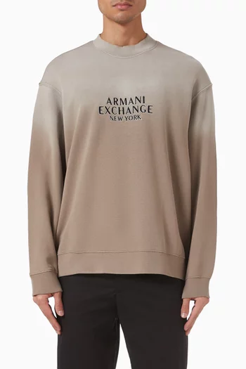 AX Logo Embroidery Sweater In French-terry Cotton