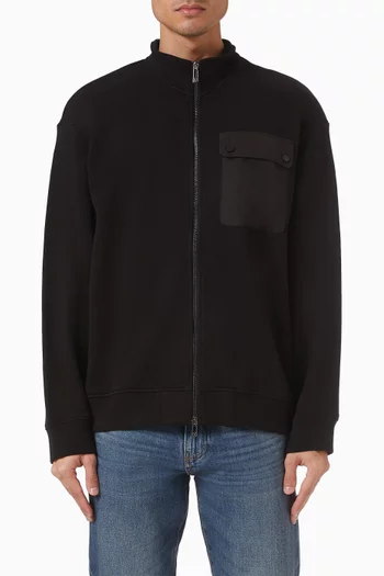 Pocket Hoodie in French-terry Cotton