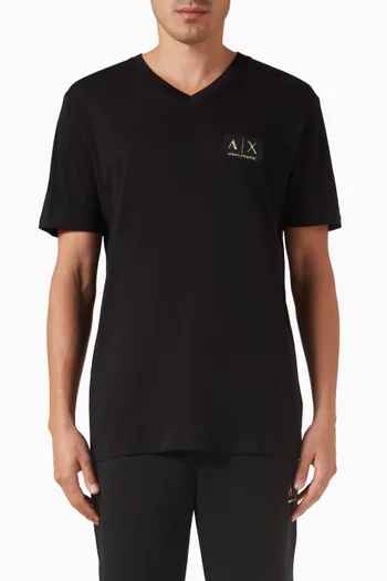 Logo V-neck T-shirt in Cotton